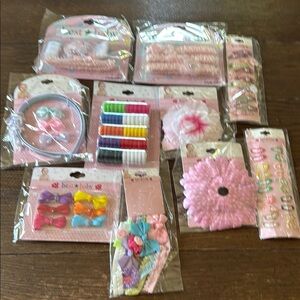 Pink and Blue Hair Accessories Collection 10 sets